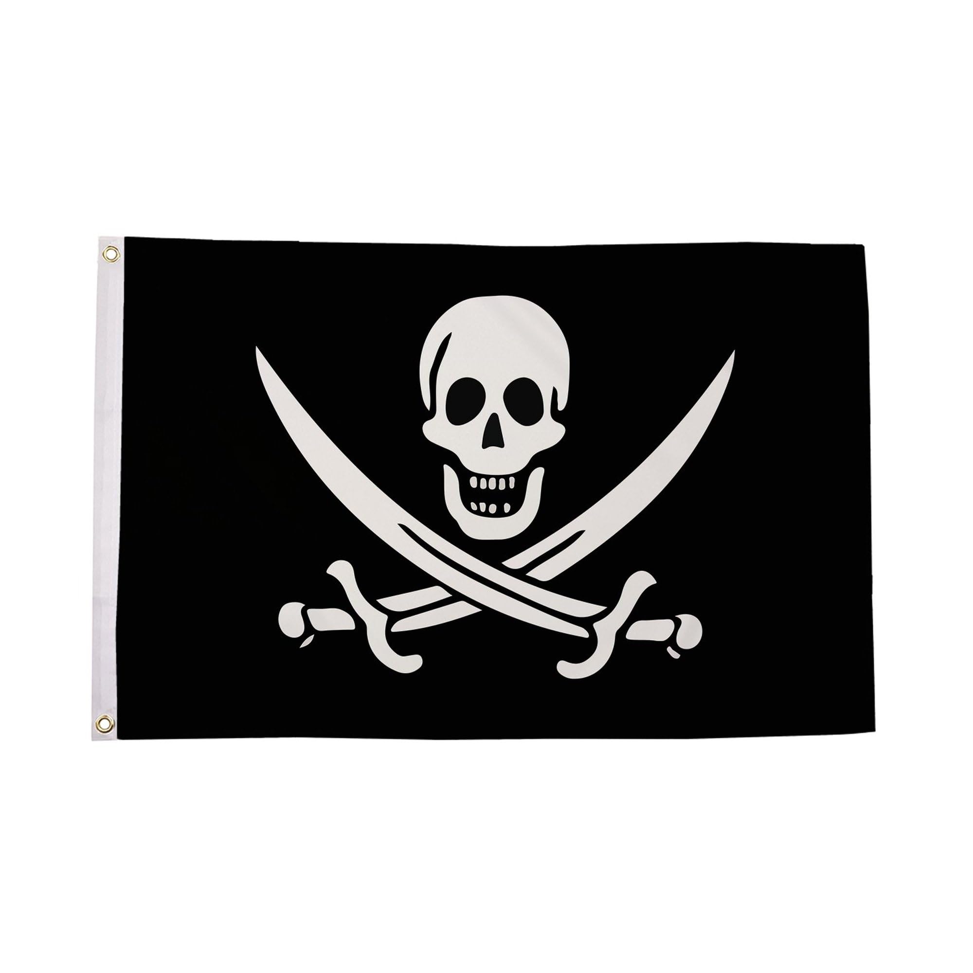 Flagtex Pirate Flags Jack Rackham 5ft x 3ft (150cm x 90cm) - Calico Jack Pirate Banner Historical Design, Jolly Roger Flag for Garden Display, Outdoor Pirate Flag