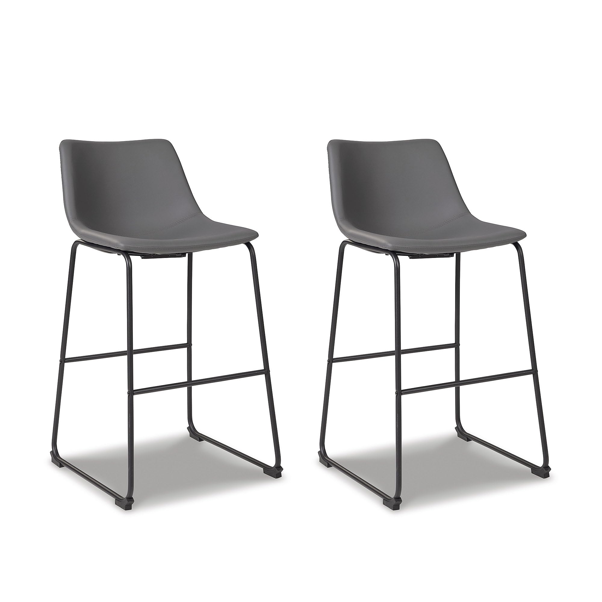 Signature Design by Ashley Centiar Modern Faux Leather 29" Pub Height Bar Stool, Set of 2, Gray Image