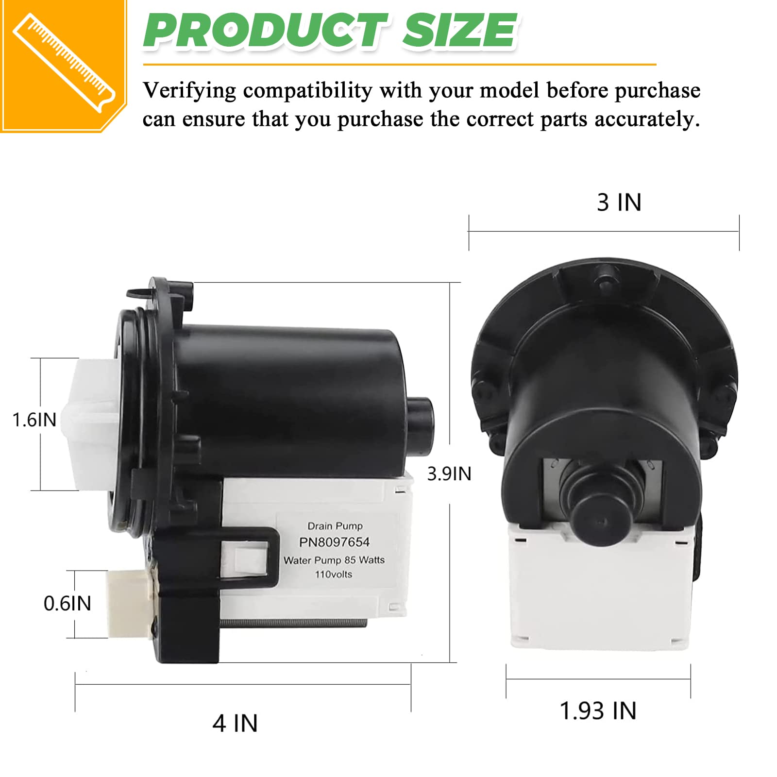 2025 UPGRADED DC31-00054A 62902090 Washer Drain Pump by Techecook (85 Watts 110 Volts) - DC31-00016A Replacement for Samsung Kenmore Washing Machine - Replaces AP4202690 PS4204638-2 YEARS WARRANTY