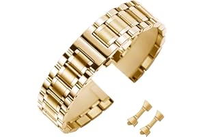 Nixiamy Stainless Steel Watch Bands Universal Metal Replacement Watch Straps for Men Women with Straight & Curved End 8 Sizes(14mm-24mm) 4 Colors(Gold,Sliver,Black,Gold-Silver Two Tone)