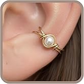 14k Gold Filled White Pearl Clip On Ear Cuff, Non Piercing Dainty Huggie Freshwater Pearl Earring, June Birthstone