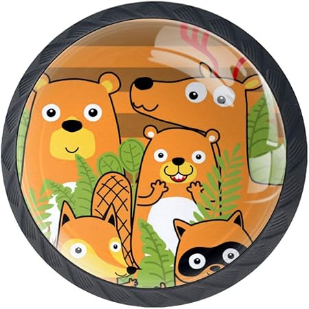 Manada de animales divertidos dibujos animados Perillas de gabinete 4