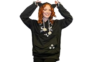 ALYC Unisex Hoodies Pet Holder Cat Dog Large Pouch Carriers Pullover with Cat Printing Sweatshirt