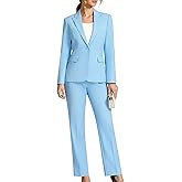 Kelyaa Women's 2 Piece Business Office Suit Lady Peaked Lapel Slim Fit One Button Blazer Jacket and Pants Set
