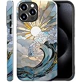 Case for iPhone 15 Pro Max,Glossy Case Cover for Women Girls,Drop Scratch Protective-Ocean Sunset Sun Rise