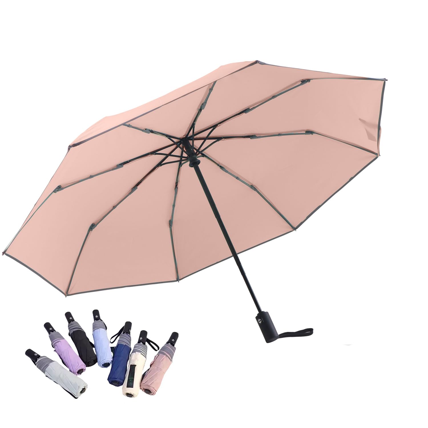BAODINI BAODINI Windproof Compact Rain Umbrella for Travel 42/46 Inch Premium Fabric Auto Open Perfect for Purse and Backpack Portable Umbrella for Women and Men