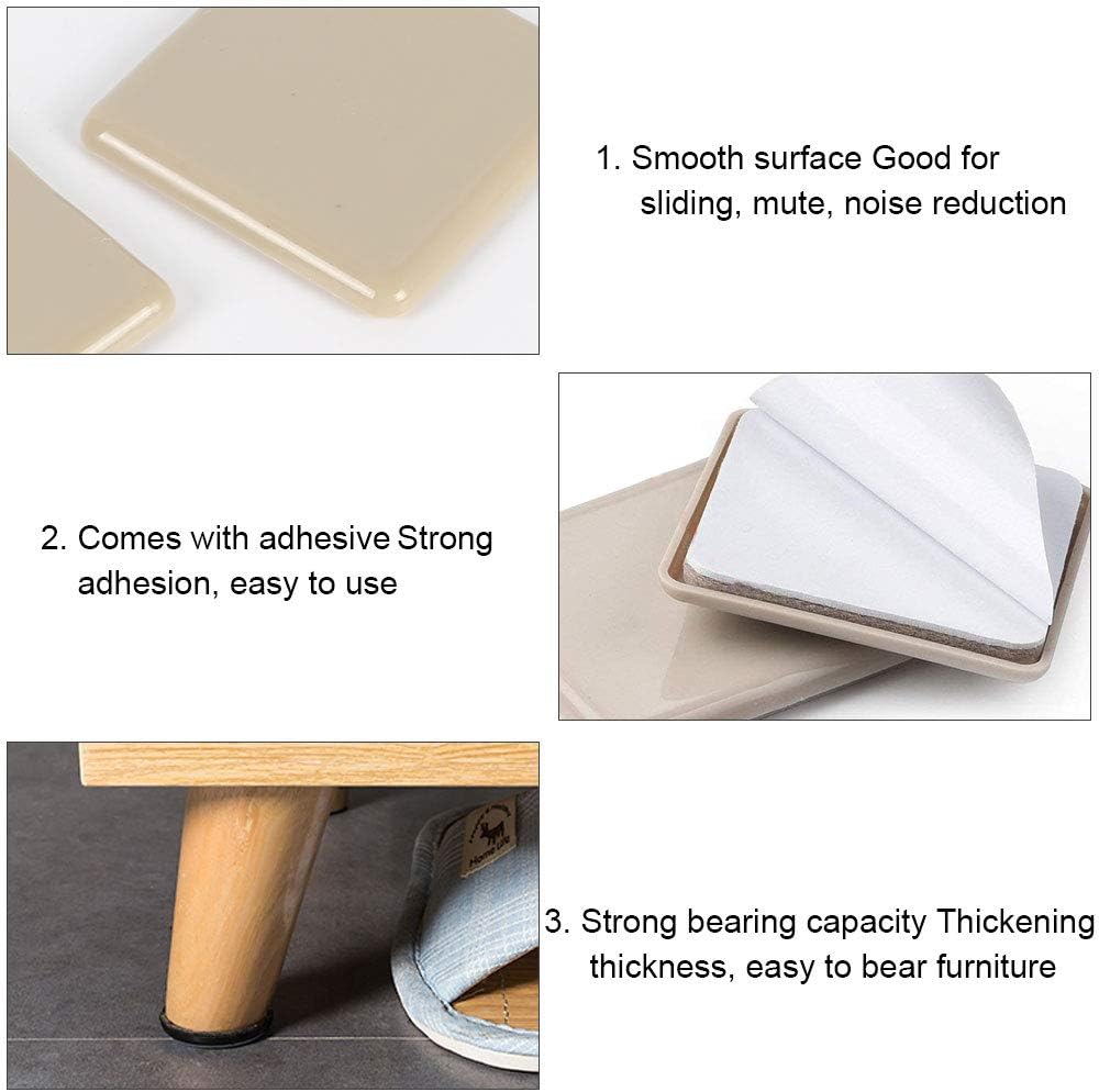 FOGAWA 16Pcs Furniture Sliders for Carpet 2.5Inch Laminate Floor Sliders Furniture Movers Sliders Self Adhesive Sofa Glider Pads for Heavy Furniture Bed Moving Vinyl Wooden Floor 64mm - Image 4