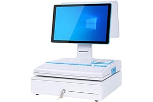 15.6" Smart Touch Screen Pos System All-in-One Cash Register with Built-in 58mm Thermal Printer, Cash Drawer, Handheld Scanne