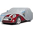 Car Cover for 2002-2025 Mini Cooper 2 Door, Waterproof Custom-fit All Weather Sun Rain UV Dust Snow Protection Windproof Outdoor Full Car Cover with Door Zipper and Cotton Lining-Grey