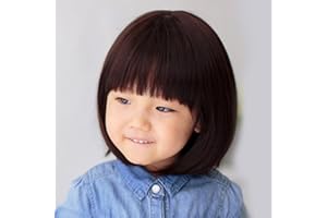 YYTA Brown Short Wigs Bobo Short Wig Cosplay Wig Hair Adjustable Costume Synthetic Heat Resistant for Children Girl