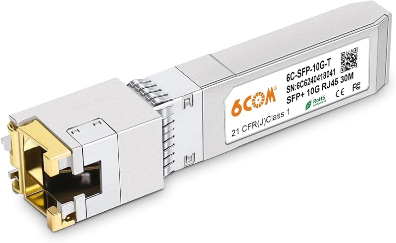 6COM 10GBASE-T SFP+ RJ45 Copper Module 30m CAT6a/7 Cisco Ubiquiti MikroTik
