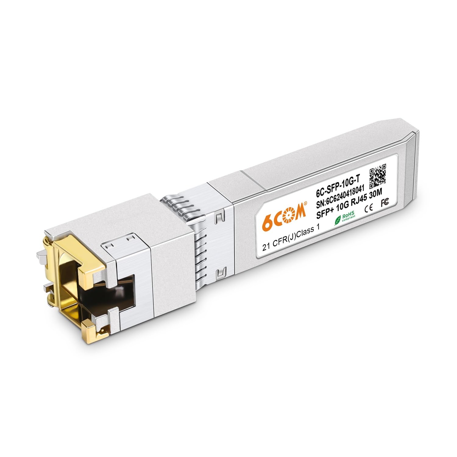 6COM 10GBase-T SFP+ Transceiver, 10G SFP+ to RJ45 Copper Module, CAT.6a/7, up to 30 Meters, compatible for Cisco SFP-10G-T-S, Ubiquiti uacc-cm-rj45-mg, D-Link, Supermicro, MikroTik S+RJ10 and More