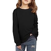 Haloumoning Girls Crewneck Sweatshirts Kids Casual Long Sleeve Loose Tops Fall Comfy Lightweight Pullovers 5-14 Years