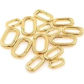 18K Gold Filled Oval Clasp Spring Claps Connector Carabiner Keychain for DIY Jewelry Finding Necklace Bracelet (Gold(8x14x2mm))