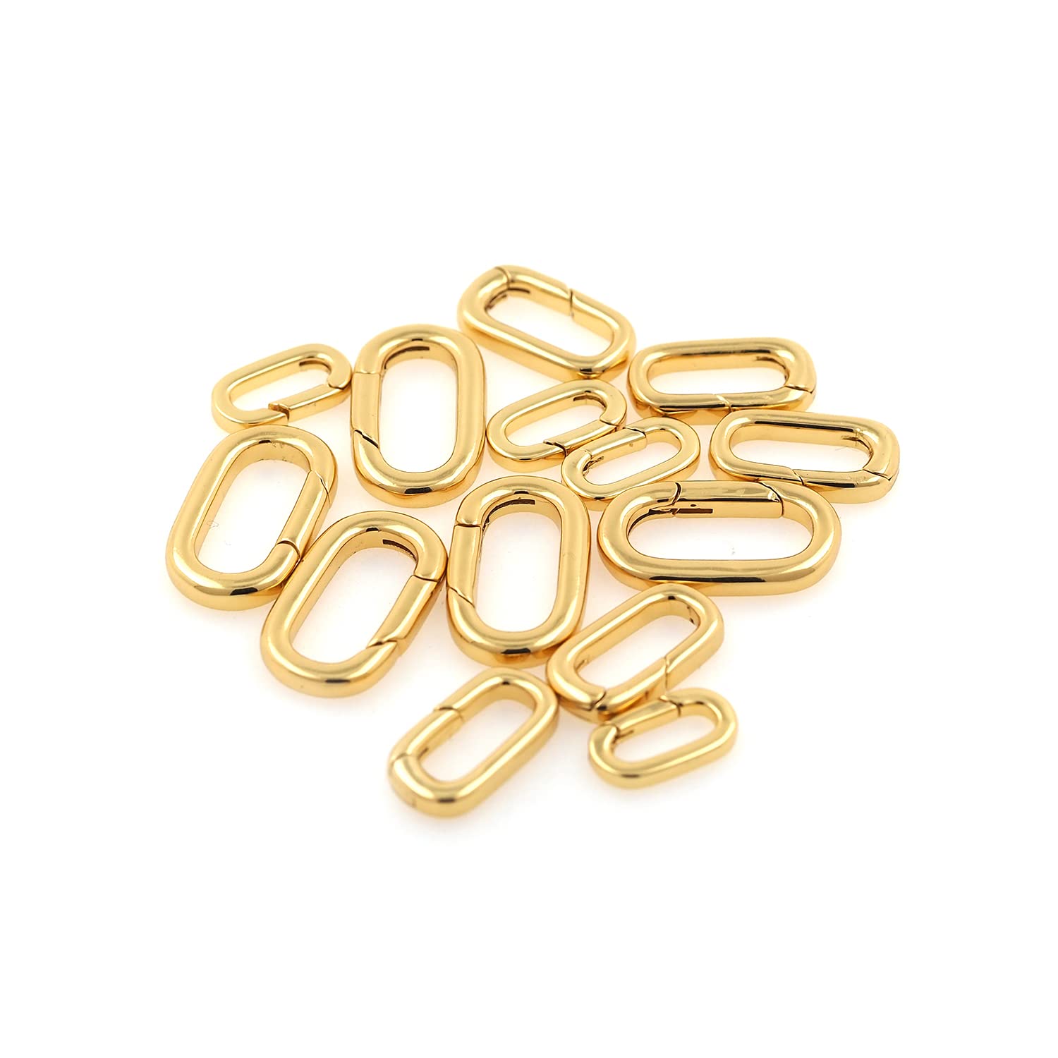 Photo 1 of 18K Gold Filled Oval Clasp Spring Claps Connector Carabiner Keychain for DIY Jewelry Finding Necklace Bracelet (Gold(9.5x19x3mm))