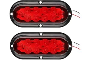 BlyilyB Red Color 6" Oval Marker Tail LED Light For Bus Trucks Trailers Tractors Semi-Trailer (Pack of 2)