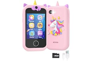Sueseip Smart Phone for Kids,Touchscreen Kids Phone Unicorn Gifts for Girls Age 6-8, Toy Phone with Games Interactive Learning Toys for 3 4 5 6 7 Year Old Girl Christmas Birthday Gifts with 8G SD Card