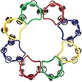 8 pcs Percussion Tambourine Hand Bell Mini Plastic Held Tambourines Half Moon Adults with Metal Jingles Jingle Musical Toys R