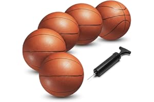 Mini Basketball Set for Kids - 6 Inch (5 Pack) w/Hand Pump - Small Size Indoor Mini Hoop Balls for Toddlers - Over The Door B