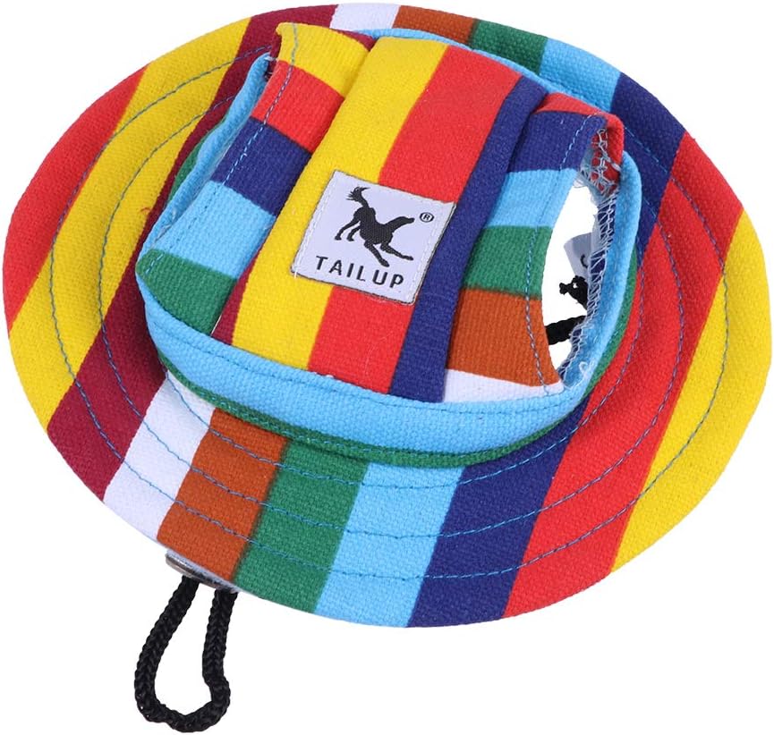 WINOMO Round Brim Pet Cap Stripe Pet Dog Mesh Porous Sun Cap with Ear Holes for Small Dogs (S) : Pet Supplies