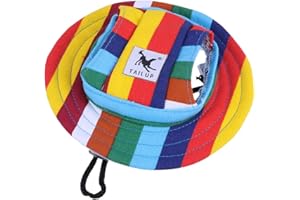 WINOMO Round Brim Pet Cap Stripe Pet Dog Mesh Porous Sun Cap with Ear Holes for Small Dogs (Head Circumference:34cm/13.4inch)