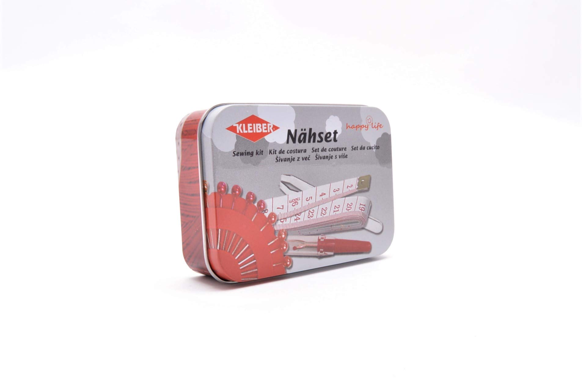 Kleiber 70-Piece Sewing Kit in Tin, Metal, Red