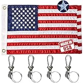 Jayus Embroidered Star Small Double Sided American Boat Flag 12.5x18 whith 4 clips- Seven Stripes Nylon US Boat Flag with Two Brass Grommets Perfect for Car Truck Bike