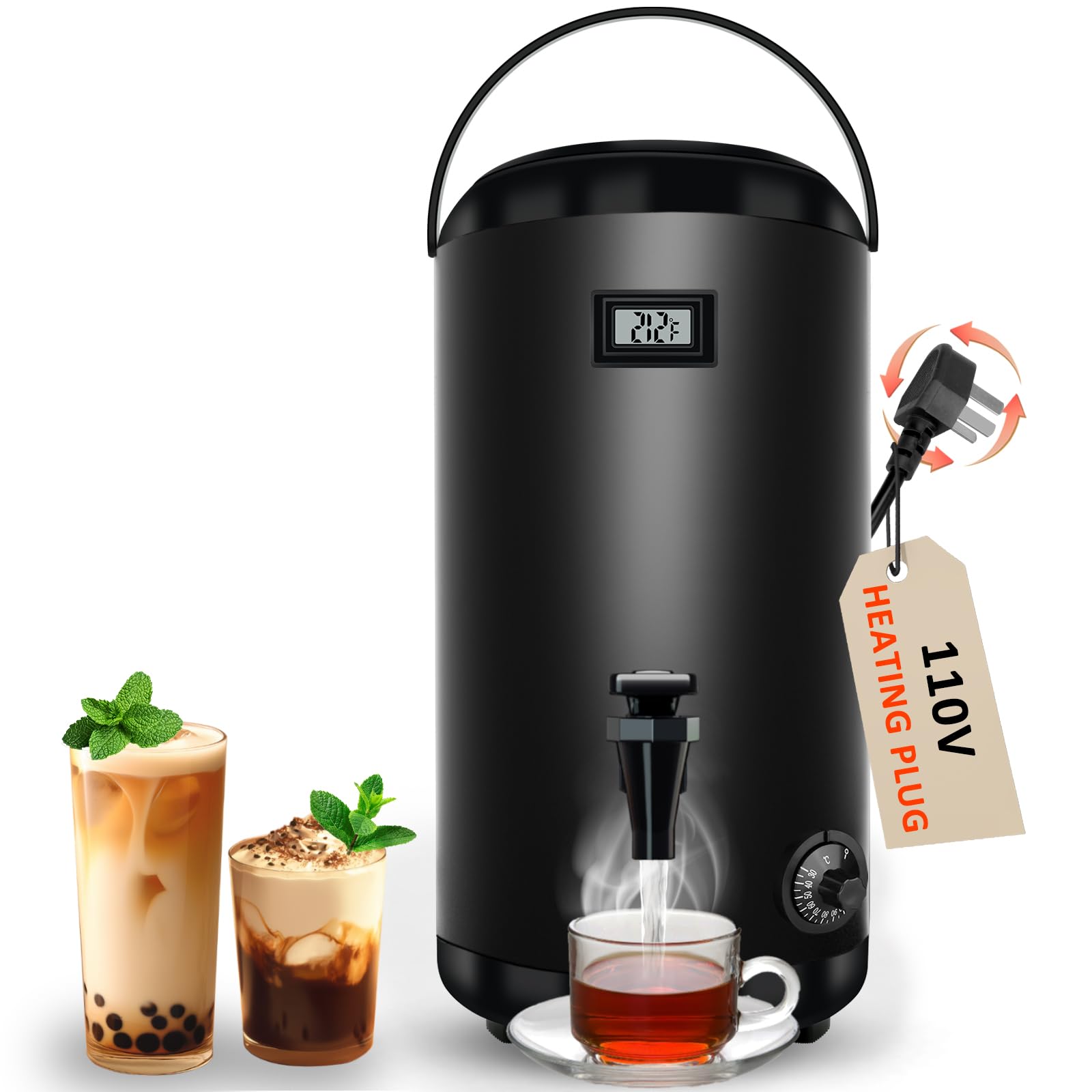 Photo 1 of Hijolla Insulated Beverage Dispenser with Heating Drink Dispenser, Electric Heating Beverage Dispenser-75 Cup Hot&Cold water Urn, Hot Drink Beverage-Stainless Steel Hot Drink Dispenser 12 L/3.2 Gallon