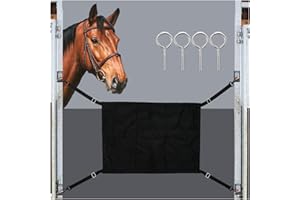 GAITWIN Horse Stall Guard with Swivel Snap Hook,Horse Stall Aisle Guard Fence with Ajustable Straps Strong Metal Push Gate Clip Equestrian Products (Black)