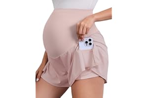 PACBREEZE Women's Maternity Shorts Over Belly Quick Dry Workout Athletic Running Shorts with Zipper Pockets