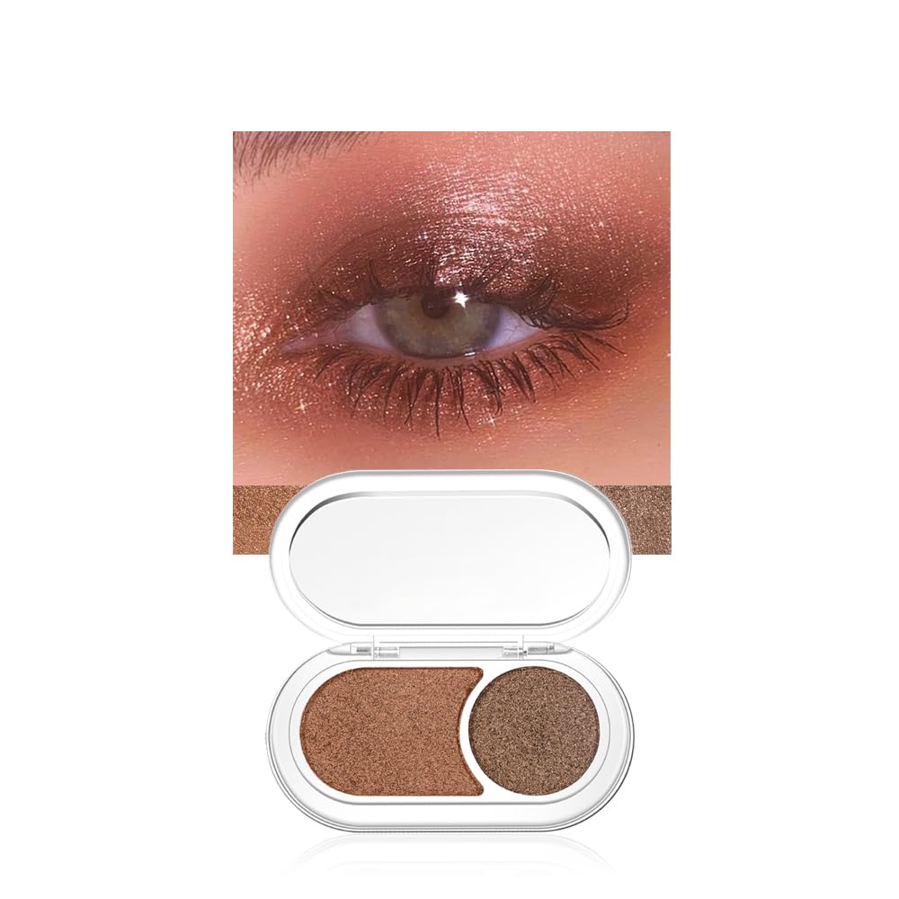 Photo 1 of **** 2 PACK***** JUAAZIN Brownish Red Brown Shimmer Eyeshadow Double Colors Palette, High Pigment Eye Shadow Powder, Blendable Smooth and Texture Waterproof, Smudge-proof, Durable and Long-lasting Makeup Palette 03#