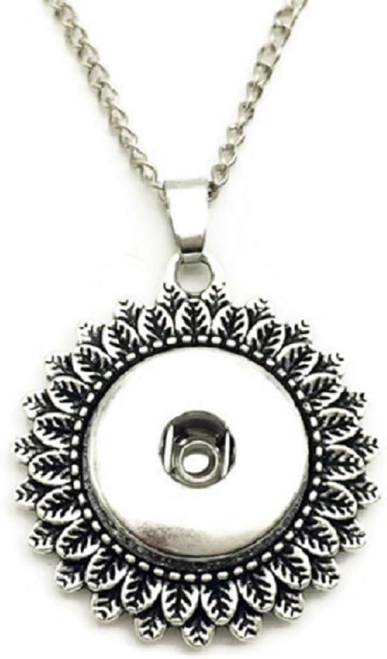 Antique Silver Snap Charm 23 Inch Necklace