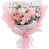 BmBpWOW Crochet Flowers Bouquet, Completed Handmade Flower with Tulip, Carnation, Daisy, Forgot me not Flowers, for Home Decor, Graduation, for Lover, Mother