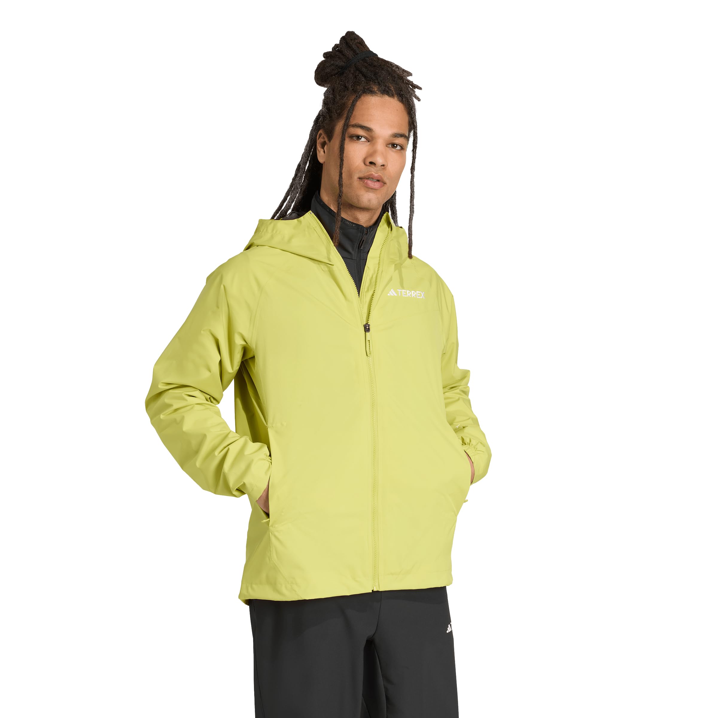 adidas Men’s Terrex Multi 2L Rain.RDY Hiking Jacket, Preloved Lime, Medium