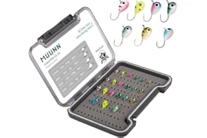 MUUNN Tungsten Ice Fishing Jigs Kit - 15/21/45pcs Effective Glow Lures for Crappie, Panfish, Walleye