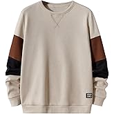 Verdusa Men's Crew Neck Sweatshirt Color Block Long Sleeve Pullover Tops Casual Daily Streetwear