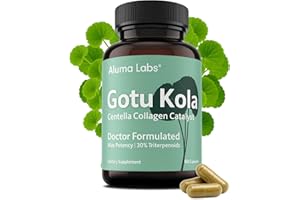 Aluma Labs Gotu Kola Capsules - Centella Asiatica Extract, Collagen Support, Skin, Longevity & Anti-Aging Supplement, 30% Triterpenoids, Doctor Formulated for Firmness & Wellness - 60 Count