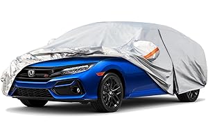 Kayme 6 Layers Car Cover Custom Fit for Honda Civic Sedan/Coupe (1991-2025) Outdoor Waterproof All Weather for Automobiles, Full Cover Rain Sun UV Protection with Zipper Cotton