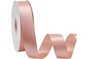 Simplegoal Double Face Peach Pink Satin Ribbon 1 Inch X 50 Yards Polyester Peach Ribbons for Gift Wrapping Fabric Ribbon for 