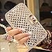 Goodaa Bling Diamond Bowknot Leather Case for Samsung Galaxy S5 Silver / White