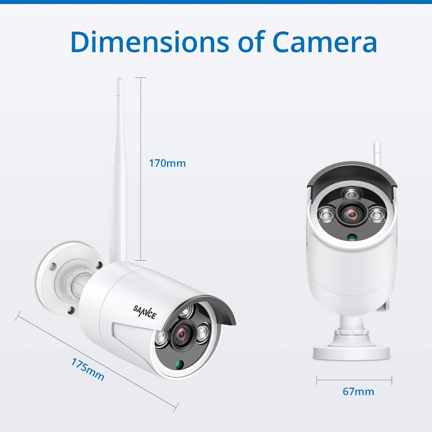 SANNCE 3.0MP Wireless CCTV Camera, Outdoor Weatherproof Metal Expandable Camera for N48WHE-V1(5MP NVR)(2pcs) - Image 5