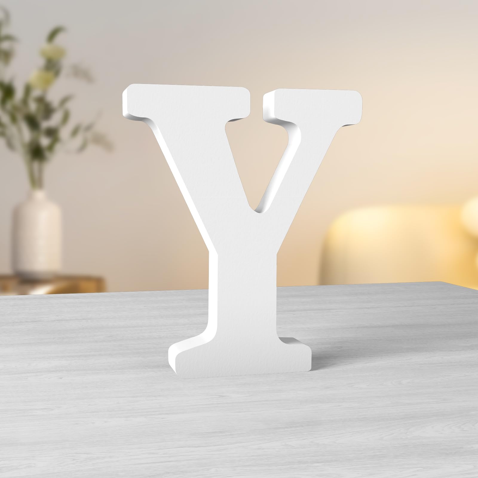 Aruatu 6 Inch White Wood Letters - Unfinished Letters for Wall Decor & Craft Projects — image 1