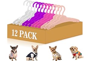 YBSAHLYY 12Pcs 7 Inch Non-Slip Pet Clothes Hangers for Small Dogs & Cats, Durable Plastic Hangers for Chihuahua/Maltese/Yorki