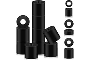 Swpeet 10Pcs Black 1" OD x 3/8" ID x 1" Thickness Multi Purpose Neoprene Round Rubber Spacer, Anti Vibration Isolation Pads T