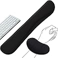 Kaetyu Keyboard Wrist Rest and Mouse Wrist Rest Set - Ergonomic Memory Foam Wrist Cushion - for Wrist Support on Computer, Laptop, Office, Playing Games, Typing Relieves Wrist Pain Black