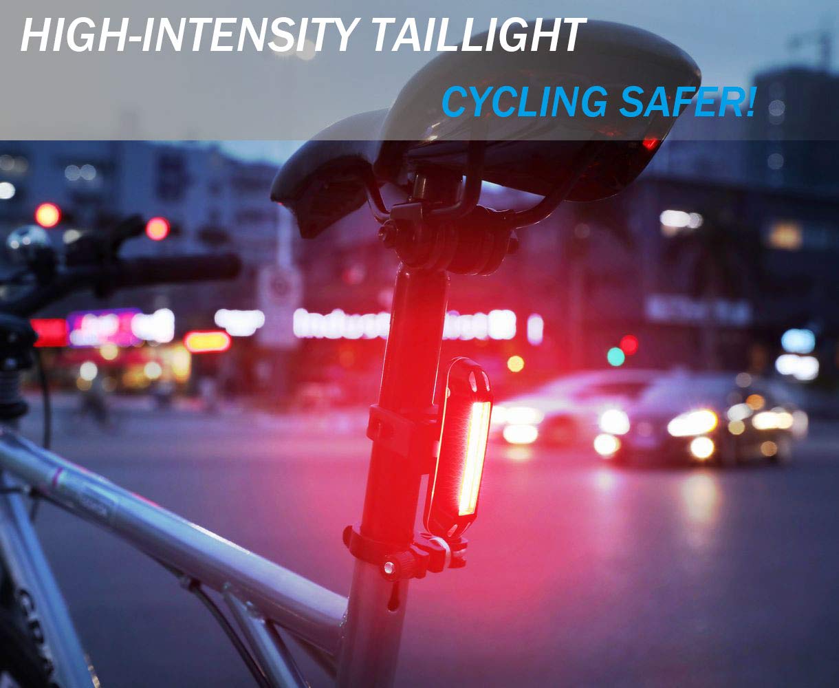 GPMTER Ultra Bright Bike Tail Light, USB Rechargeable Taillight, Waterproof Bicycle LED Rear Light for Road MTB Mountain Bikes, Helmets. Easy to Install for Cycling Safety Flashlight