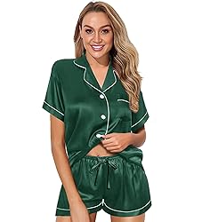 WJing Yi Jia Womens Pajama Sets XS-4XL Silk Satin