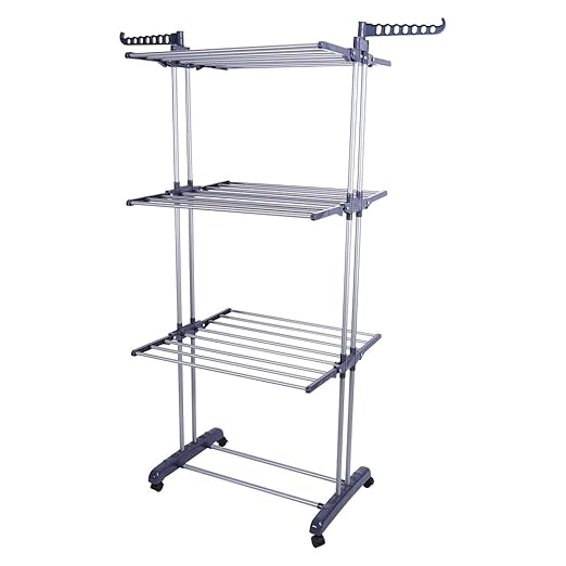 Foldable Clothes Drying Rack,Roller Type Extra Large 3 Tier