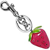 FURQNG Strawberry Keychain - Cute Bag Charm, Kawaii Strawberry Purse Charm, Fruit Key Chain Gift for Women Girls