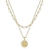 Yoosteel Valentines Gifts for Women Her - Gold Layered Initial Necklaces for Women 14K Gold Plated Dainty Layering Paperclip Link Chain Necklace Coin Initial Necklace Birthday Gifts for Teen Girls